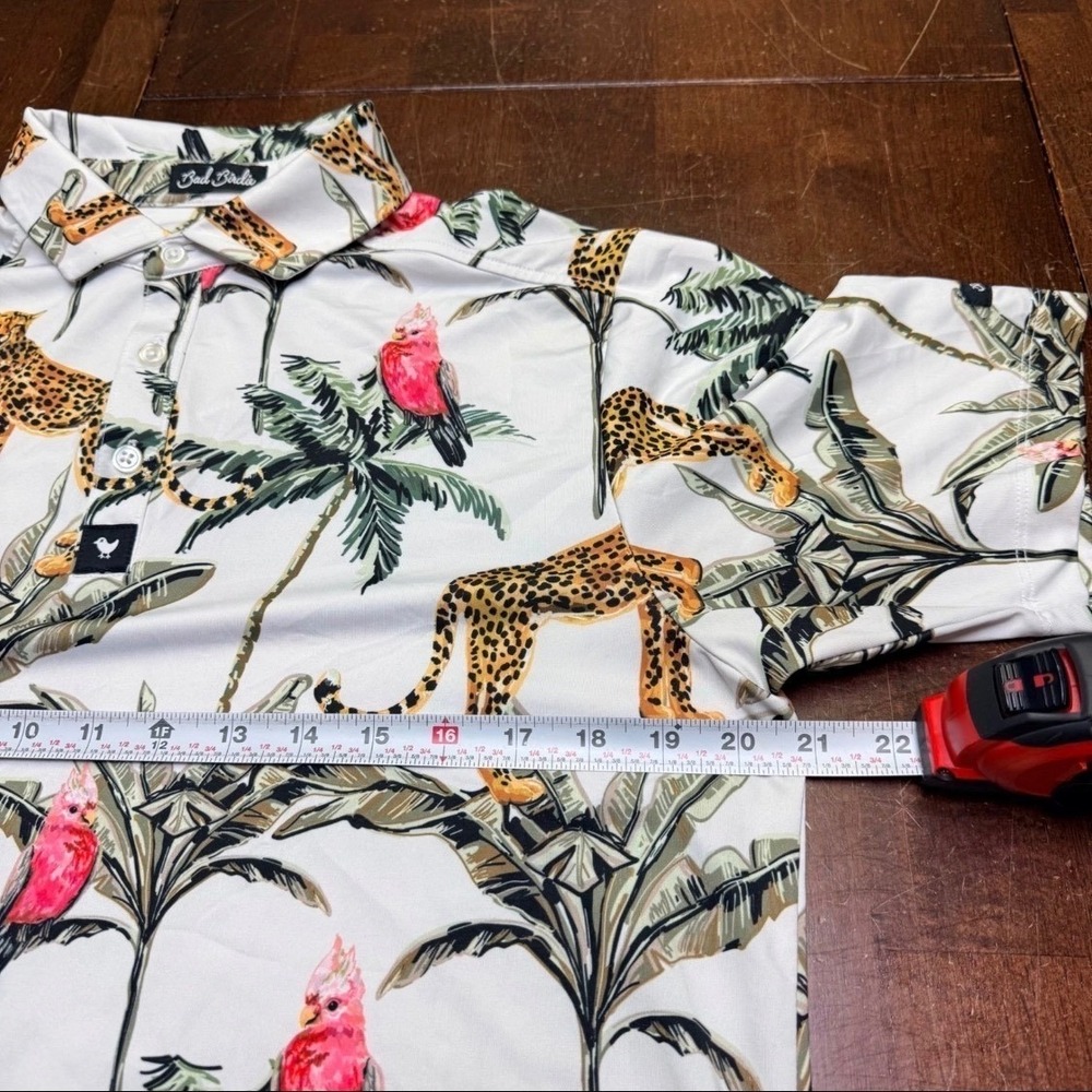 2 Bad Birdie Polo Golf Shirts Men Small Tropical Safari Animal Print 2pc Bundle - Picture 13 of 16